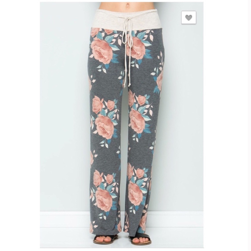 Final Price Gray Floral Casual Lounge Pants - Picture 5 of 6